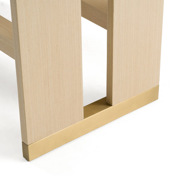 Florence Modern Glass + Natural Oak + Gold Dining Table