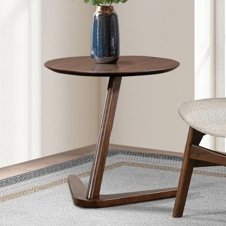 Furniture of America Vardo Walnut Mid-Century Modern Side Table Model FM-AC203WN