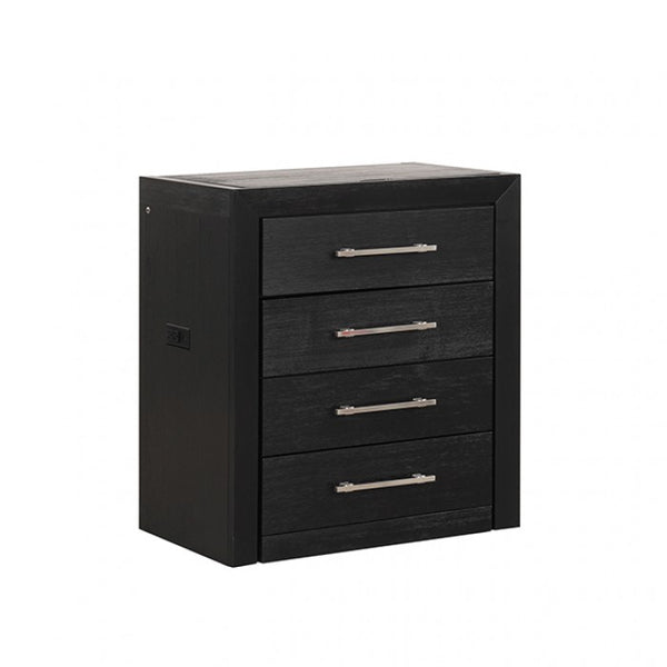 Furniture of America Ashbourne Black Contemporary Bedside Vanity Set W/ Stool Model FM-AC415BK-V