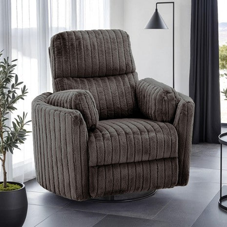 Furniture of America Belper Chocolate Brown Contemporary Power Glider Recliner W/ Swivel Model FM-AC8018DB-PM