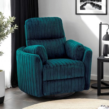 Furniture of America Belper Dark Teal Contemporary Power Glider Recliner W/ Swivel Model FM-AC8018TL-PM