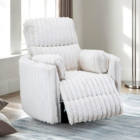 Furniture of America Belper White Contemporary Power Glider Recliner W/ Swivel Model FM-AC8018WH-PM