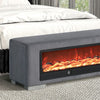 Furniture of America Elnath Gray Contemporary Bench W/ Visual Wood Log Fireplace Model FM-BN6001GY