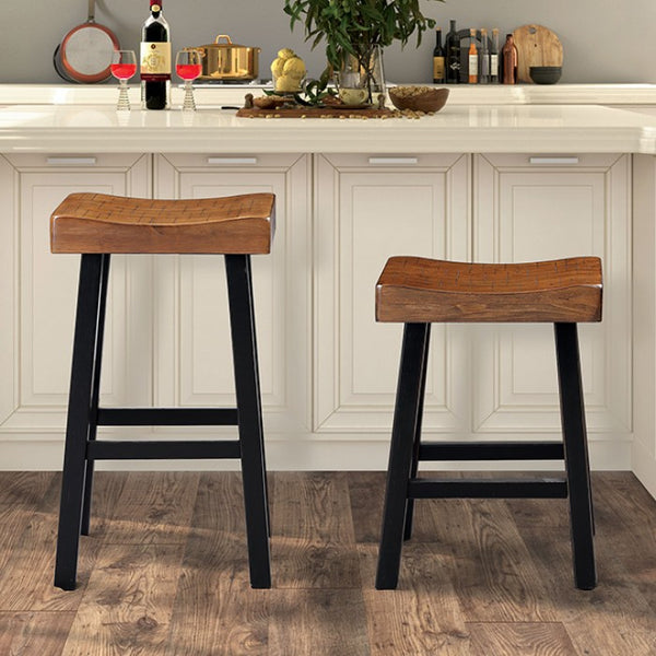 Furniture of America Biasca Oak/Black Transitional 29" Stool (2/Ctn) Model FM-BR3001BR-29-2PK