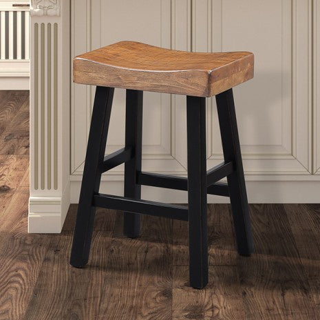 Furniture of America Biasca Oak/Black Transitional 24" Stool (2/Ctn) Model FM-BR3001BR-24-2PK