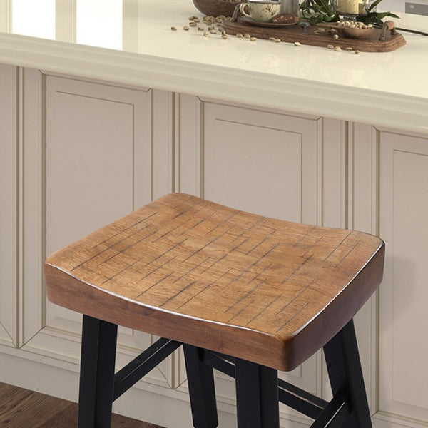 Furniture of America Biasca Oak/Black Transitional 29" Stool (2/Ctn) Model FM-BR3001BR-29-2PK