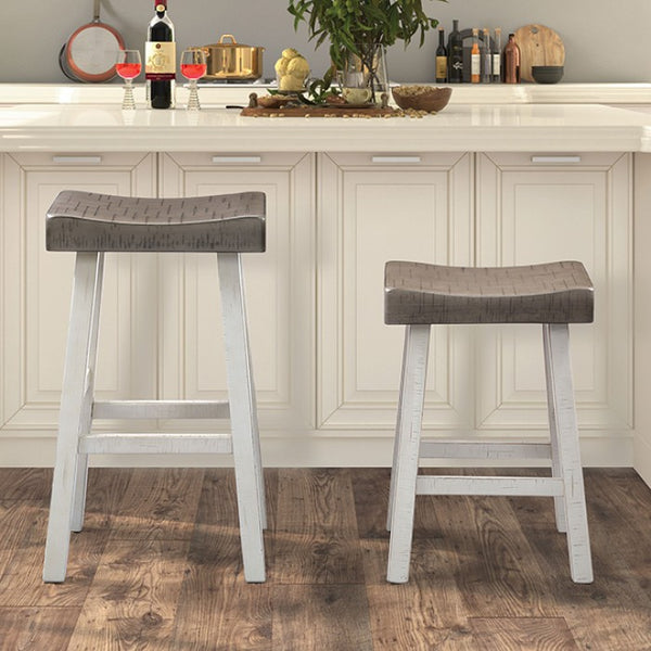 Furniture of America Biasca Gray/White Transitional 29" Stool (2/Ctn) Model FM-BR3001WH-29-2PK