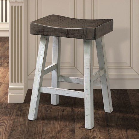 Furniture of America Biasca Gray/White Transitional 24" Stool (2/Ctn) Model FM-BR3001WH-24-2PK