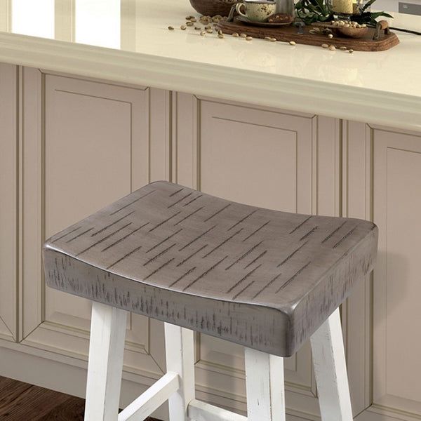 Furniture of America Biasca Gray/White Transitional 29" Stool (2/Ctn) Model FM-BR3001WH-29-2PK