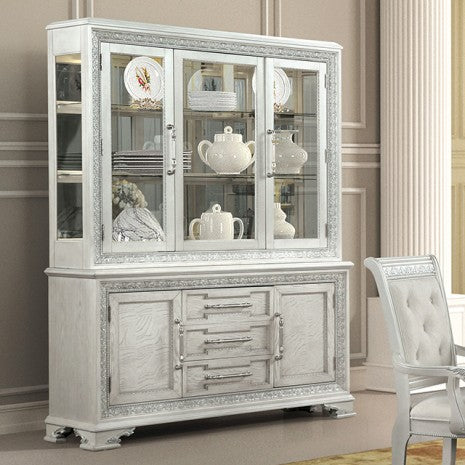 Furniture of America Stella Mia Ivory Traditional Hutch Buffet Model FM31000WH-HB-SET