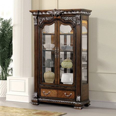 Furniture of America Promenade Dark Brown Traditional Curio Cabinet Model FM31002DB-CR