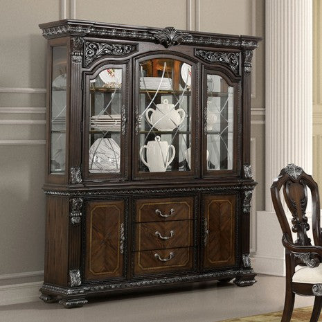 Furniture of America Promenade Dark Brown Traditional Hutch And Buffet Model FM31002DB-HB-SET