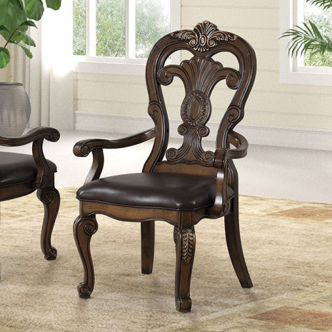 Furniture of America Leovanni Dark Brown Traditional Arm Chair (2/Ctn) Model FM31003DB-AC-2PK