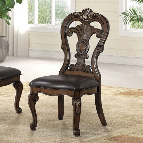 Furniture of America Leovanni Dark Brown Traditional Side Chair (2/Ctn) Model FM31003DB-SC-2PK