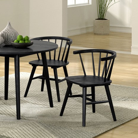 Furniture of America Yate Black Mid-Century Modern Round Dining Table Model FM3102BK-RT