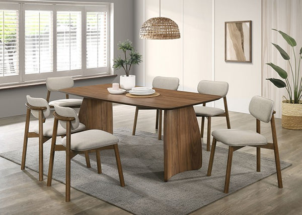 Furniture of America Alnwick Walnut/Beige Mid-Century Modern Dining Table Model FM3217WN-T-TABLE