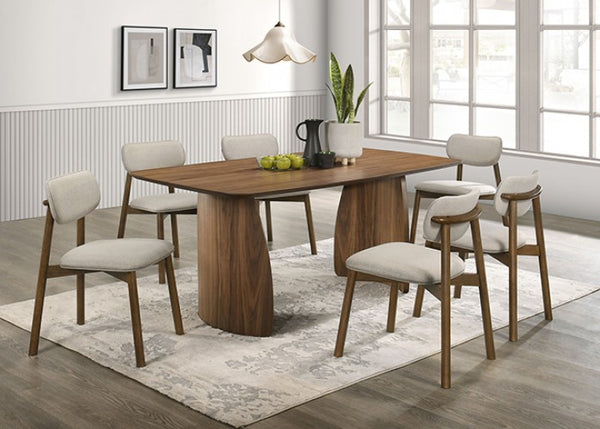 Furniture of America Alnwick Walnut/Beige Mid-Century Modern Dining Table Model FM3217WN-T-TABLE