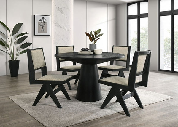 Furniture of America Tottenham Black Contemporary 48" Round Dining Table Model FM3222BK-RT-48-TABLE