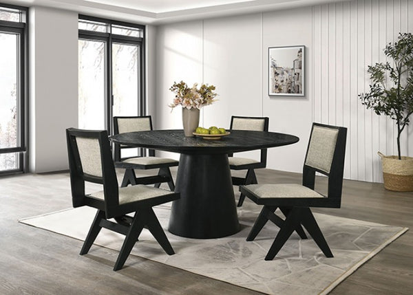 Furniture of America Tottenham Black Contemporary 59" Round Dining Table Model FM3222BK-RT-59-TABLE