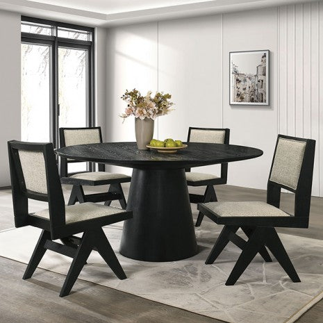 Furniture of America Tottenham Black Contemporary 59" Round Dining Table Model FM3222BK-RT-59-TABLE
