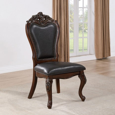 Furniture of America Manzanita Dark Cherry/Black Traditional Side Chair Model FM3261CH-SC-2PK