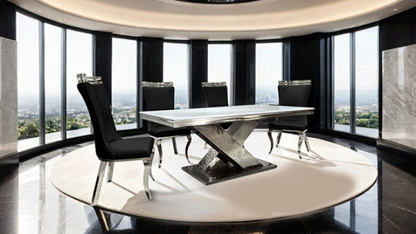 Furniture of America Palazzo Black Glam Silver Chair (2/Ctn) Model FM33010BK-SC-2PK