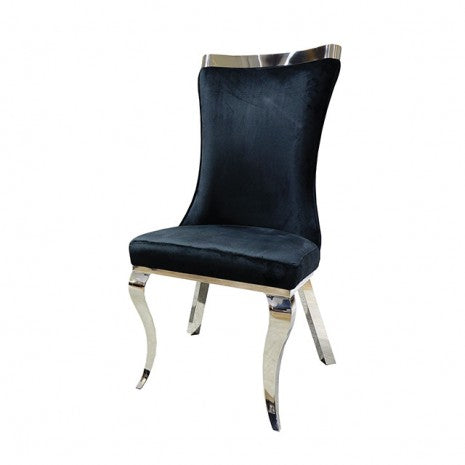 Furniture of America Basilicata Black Glam Chair, Silver/Black (2/Ctn) Model FM33012BK-SC-2PK