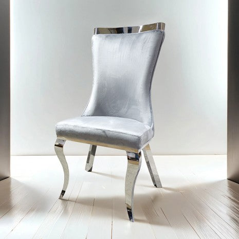 Furniture of America Basilicata Gray Glam Chair, Silver/Gray (2/Ctn) Model FM33012GY-SC-2PK