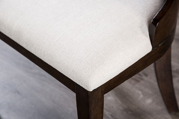 Furniture of America Morden Dark Walnut/Off-White Transitional Side Chair (2/Ctn) Model FM3420BR-SC-2PK