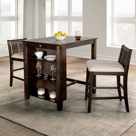 Furniture of America Lescles Dark Cherry/Gray Transitional 3 Pc Counter Ht Set (1 Table + 2 Chairs) Model FM3423CH-PT-3PK
