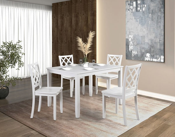 Furniture of America Yamhill White Transitional 5 Pc. Dining Table Set Model FM3424WH-T-5PK