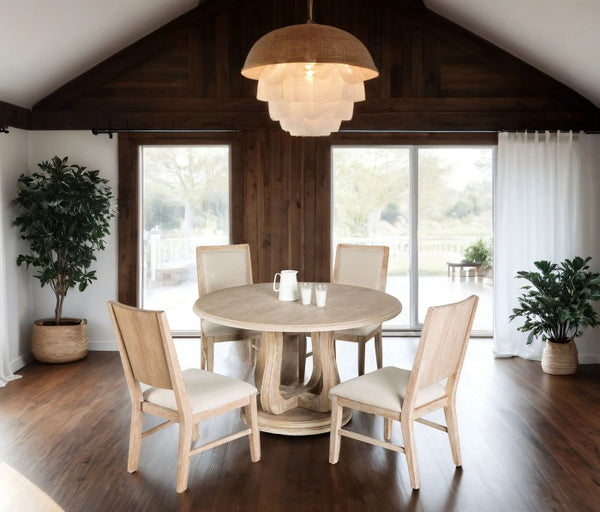 Furniture of America Orbetello Distressed Natural Transitional Side Chair (2/Ctn) Model FM3601NT-SC-2PK