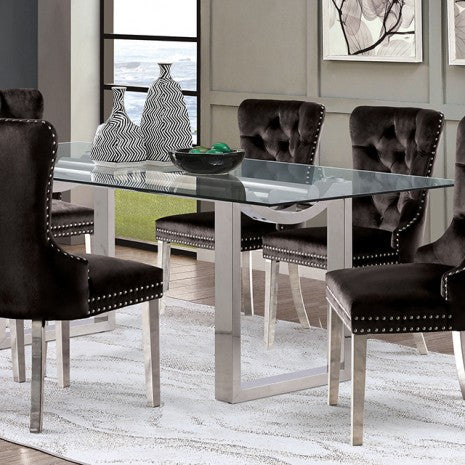 Furniture of America Silvestri Chrome Contemporary Dining Table Model FM37000SV-T-TABLE
