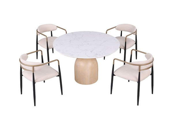 Furniture of America Neasden Natural/Black/White Contemporary Dining Table Model FM37003NT-T-TABLE