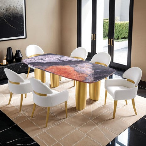 Furniture of America Northolt Black/Gray/Matte Gold Contemporary Dining Table Model FM37004GY-T-TABLE