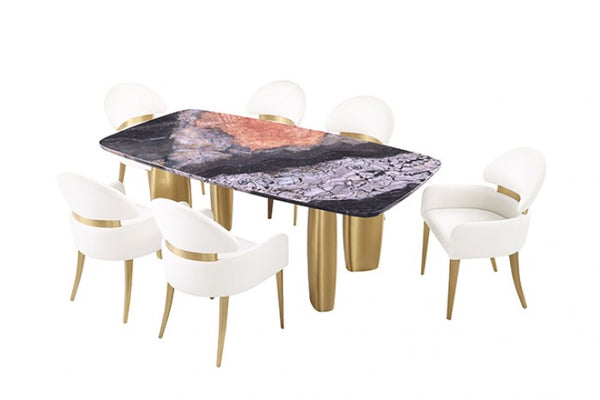 Furniture of America Northolt Black/Gray/Matte Gold Contemporary Dining Table Model FM37004GY-T-TABLE