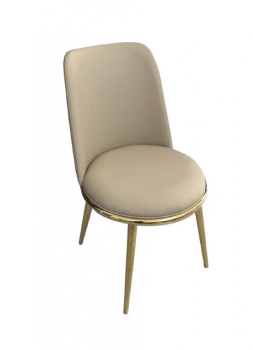 Furniture of America Norelli Gold/Taupe Contemporary Side Chair (2/Ctn) Model FM3701GD-SC-2PK