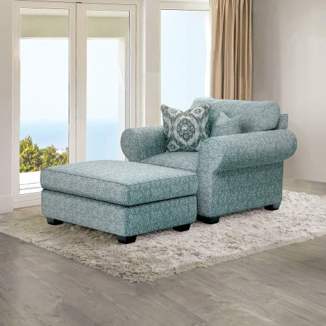 Furniture of America Queensbury Teal Transitional Accent Chair Model FM61113TL-CH-PT