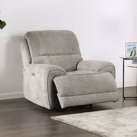 Furniture of America Morcote Light Gray Transitional Power Recliner Model FM62001LG-CH-PM