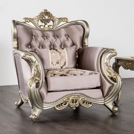 Furniture of America Albacete Champagne/Purple Traditional Chair Model FM65006PR-CH