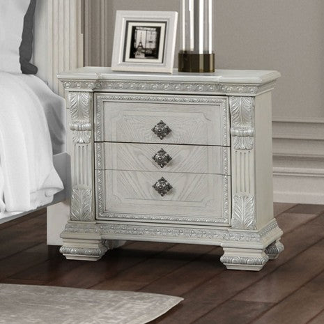Furniture of America Promenade Wire Brushed White Traditional Nightstand Model FM70001WH-N