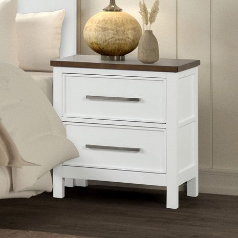 Furniture of America Pinetop White/Dark Brown Modern Farmhouse Nightstand Model FM7171WH-N