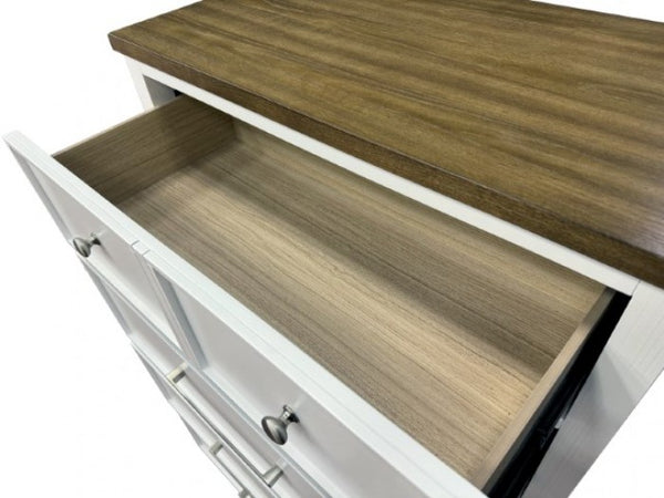 Furniture of America Pinetop White/Dark Brown Modern Farmhouse Nightstand Model FM7171WH-N