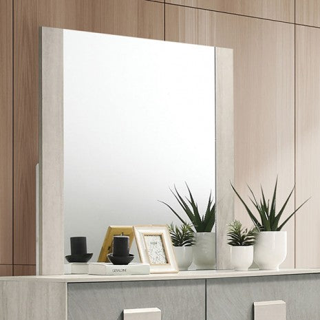 Furniture of America Lincolt White Wash/Stone Gray Contemporary Mirror Model FM7201WH-M