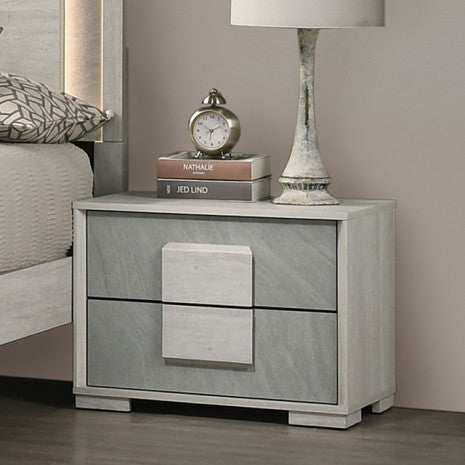 Furniture of America Lincolt White Wash/Stone Gray Contemporary Night Stand Model FM7201WH-N