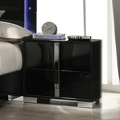 Furniture of America Sinistra Piano Black Contemporary Night Stand Model FM7211BK-N