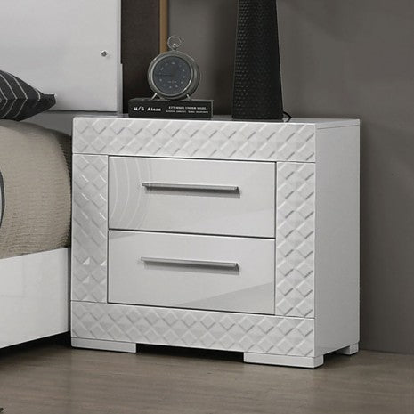 Furniture of America Whitby White Glam Nightstand Model FM7216WH-N