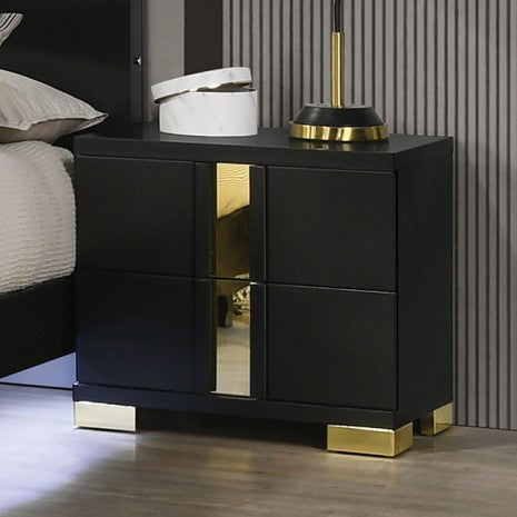 Furniture of America Lillestrom Black/Gold Contemporary Nightstand Model FM7217BK-N