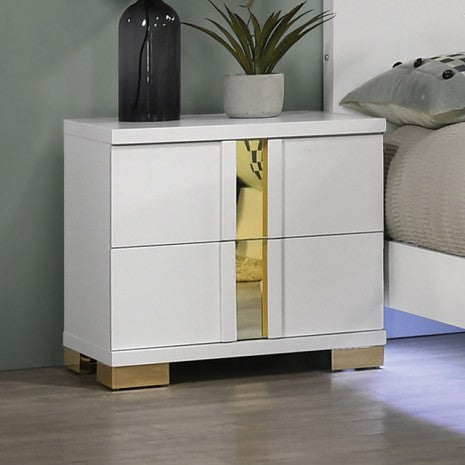 Furniture of America Lillestrom White/Gold Contemporary Nightstand Model FM7217WH-N