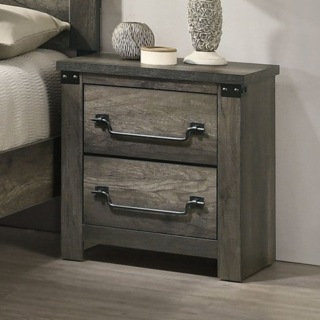 Furniture of America Britonale Rustic Gray Rustic Farmhouse Nightstand Model FM7218GY-N